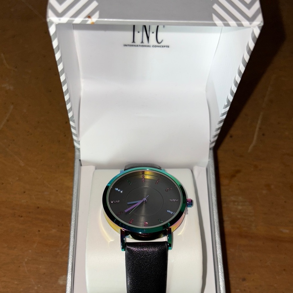 INC International Concepts Black and Silver Women's Watch